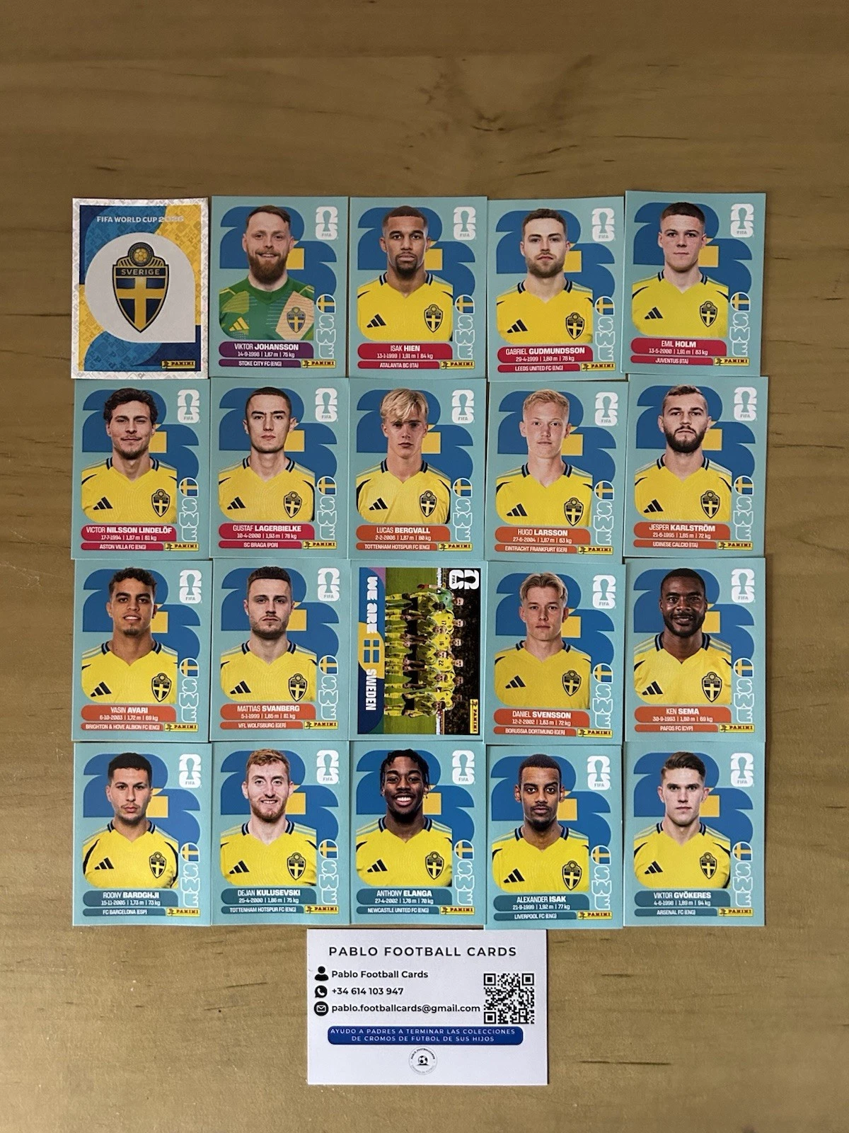 Set completo 20 stickers Selección Suecia Panini FIFA World Cup 2026