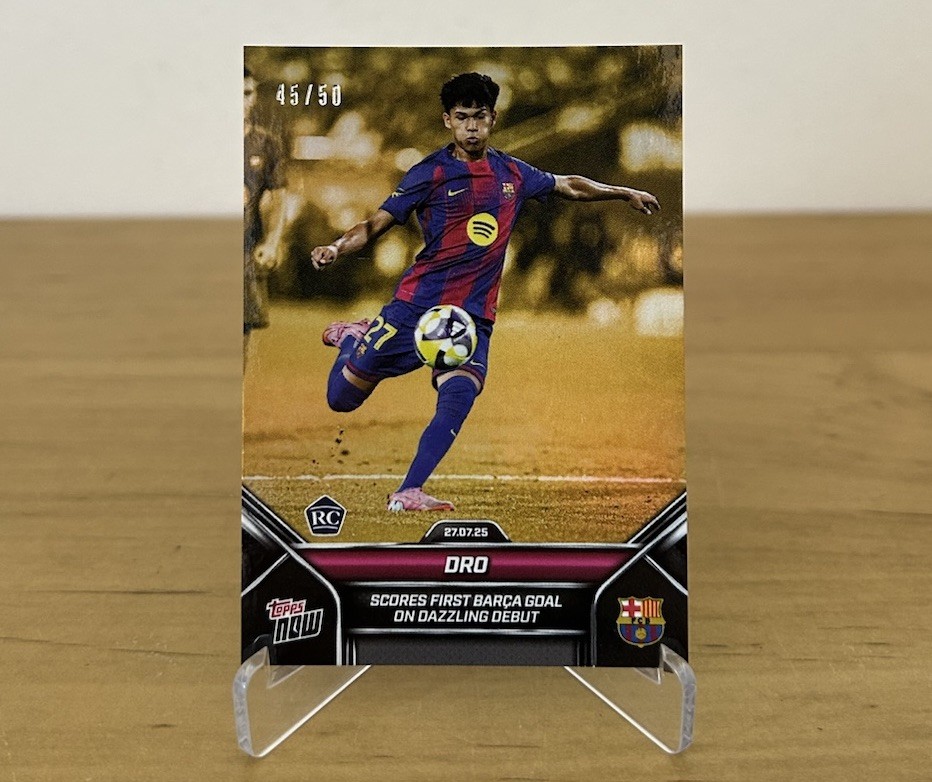 Carta Dro Fernández numerada 45/50 Topps Now 3 gol en su debut con el FC Barcelona