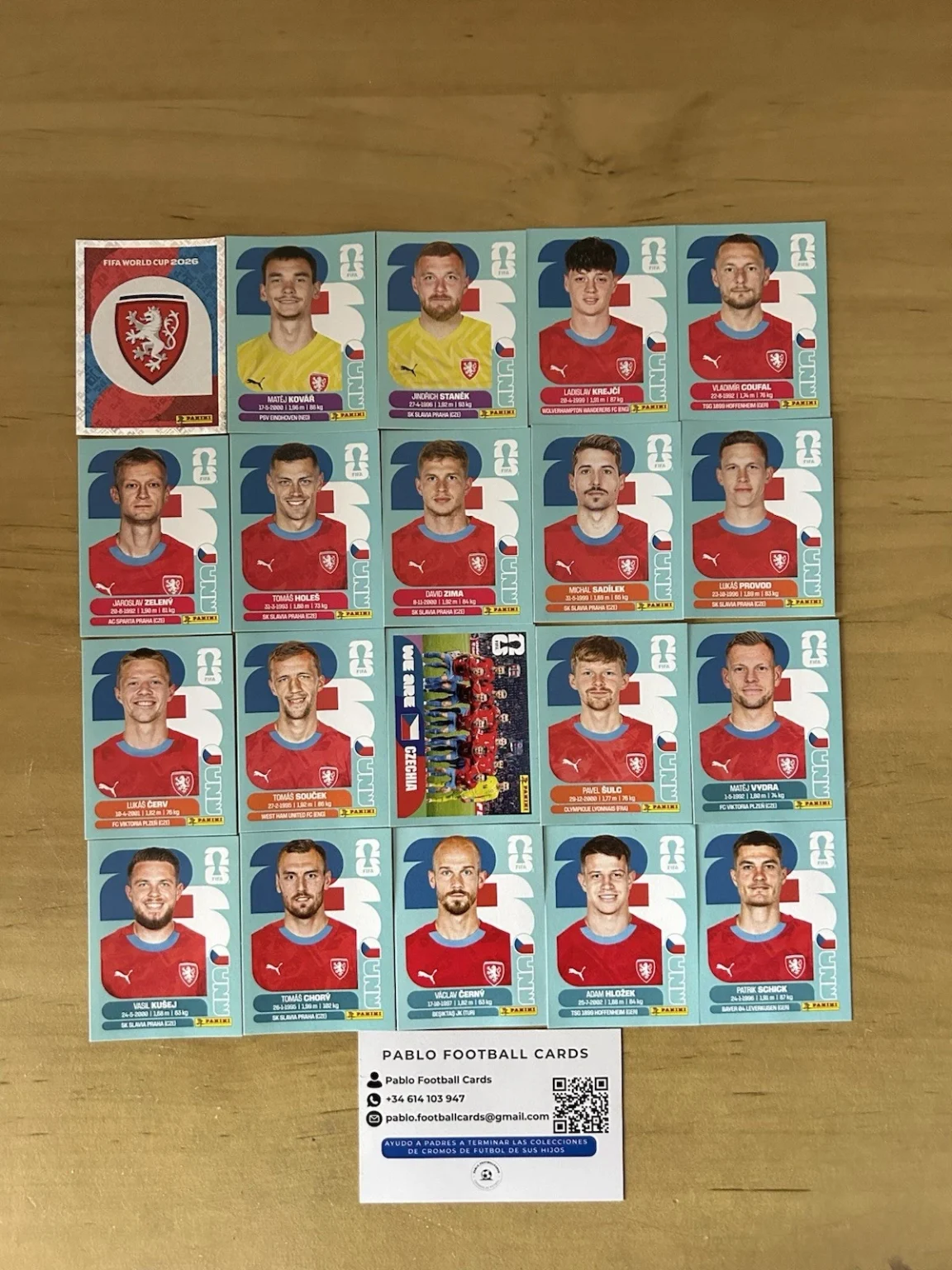 Set completo 20 stickers SelecciÃ³n Chequia Panini FIFA World Cup 2026