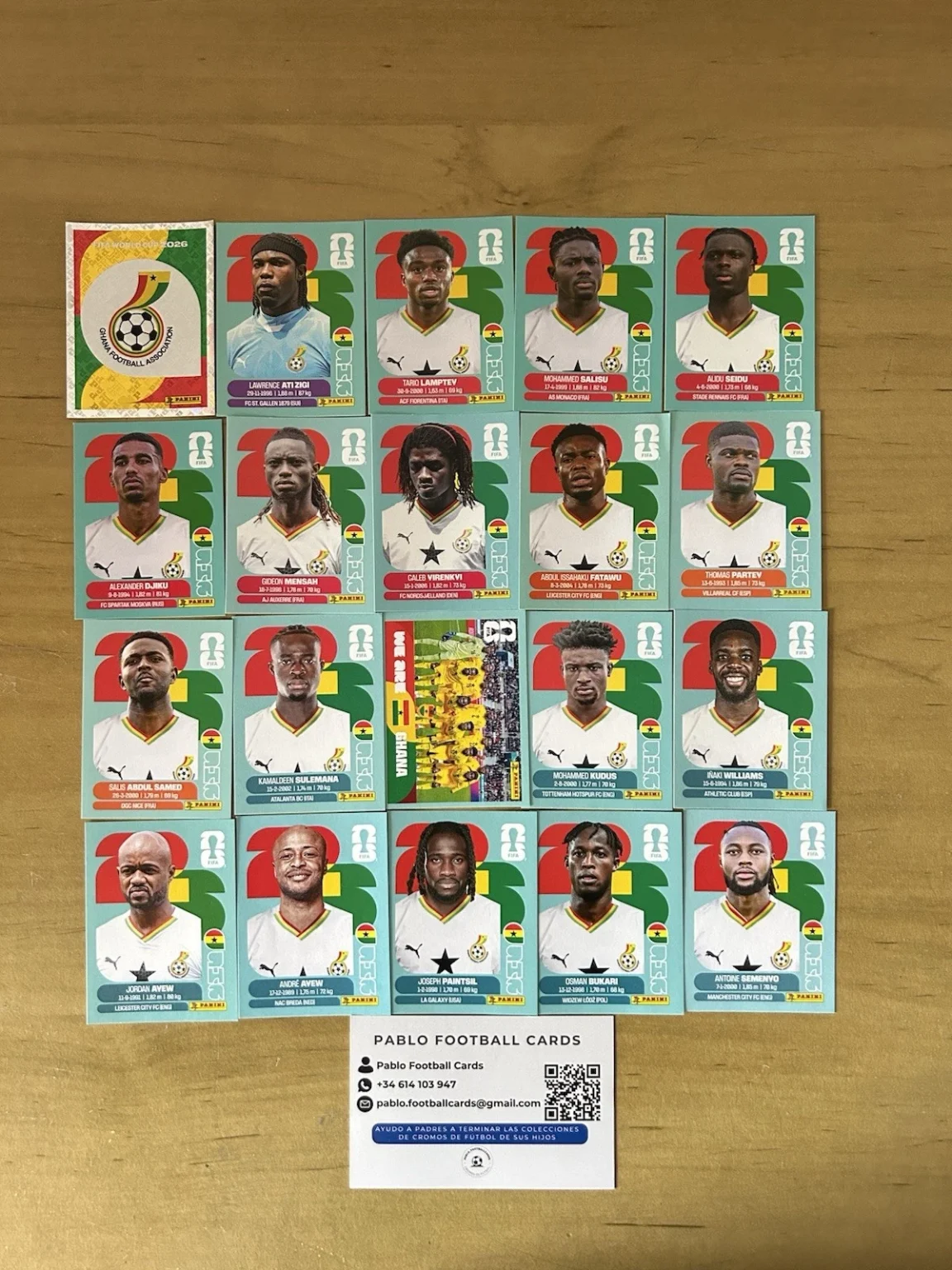 Set completo 20 stickers SelecciÃ³n Ghana Panini FIFA World Cup 2026