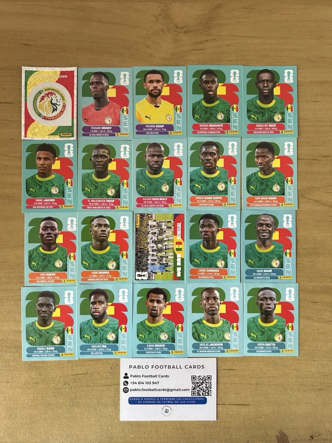 Set completo 20 stickers SelecciÃ³n Senegal Panini FIFA World Cup 2026