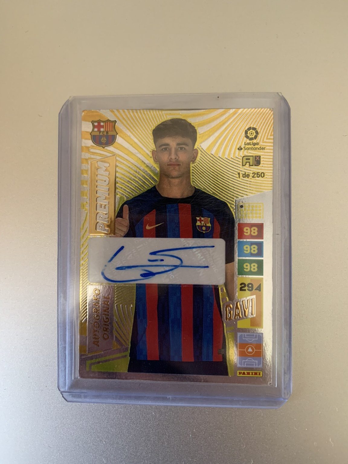 Carta Gavi autógrafo original Premium Panini Adrenalyn XL 2022-23