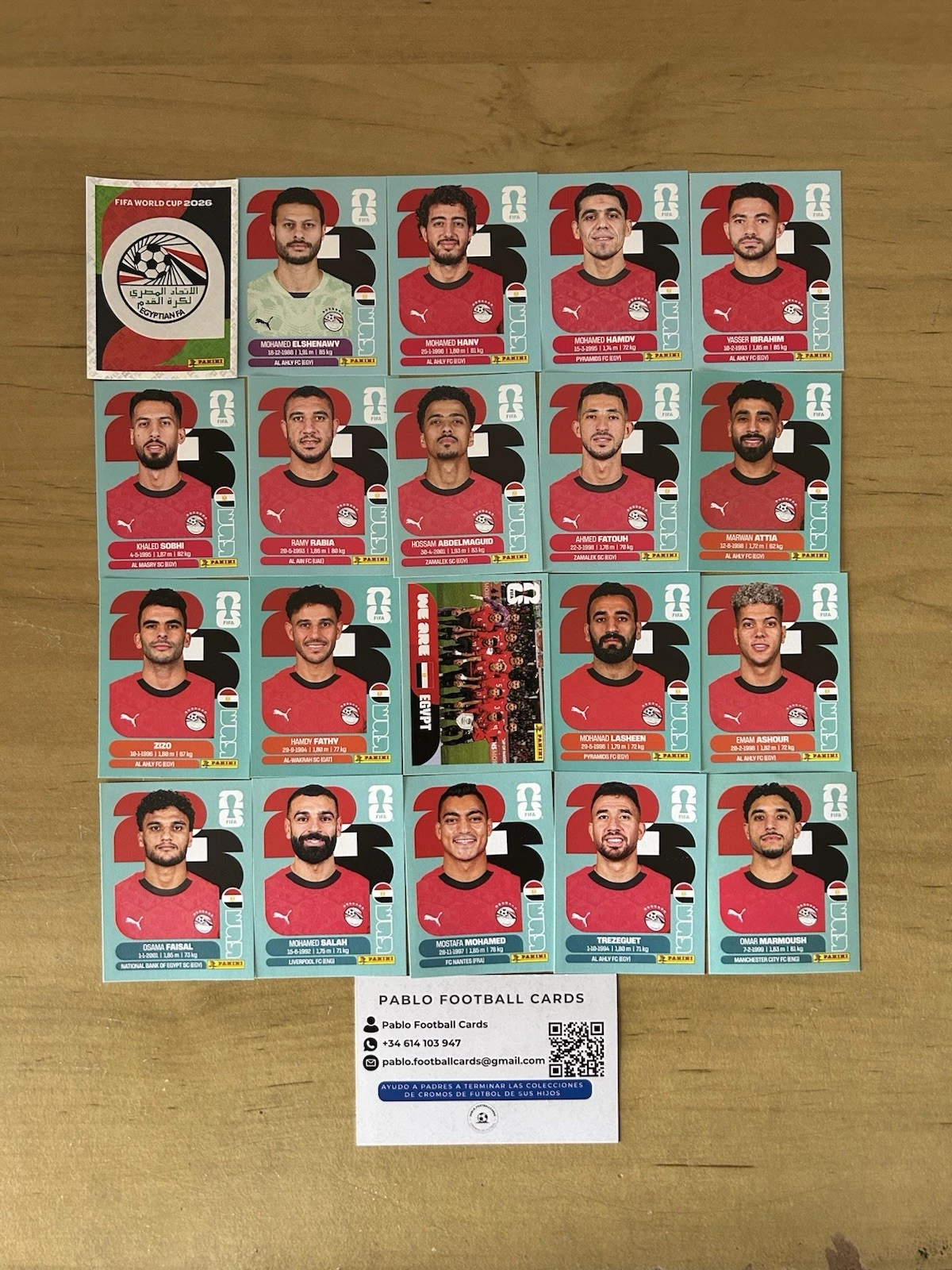 Set completo 20 stickers Selección Egipto Panini FIFA World Cup 2026