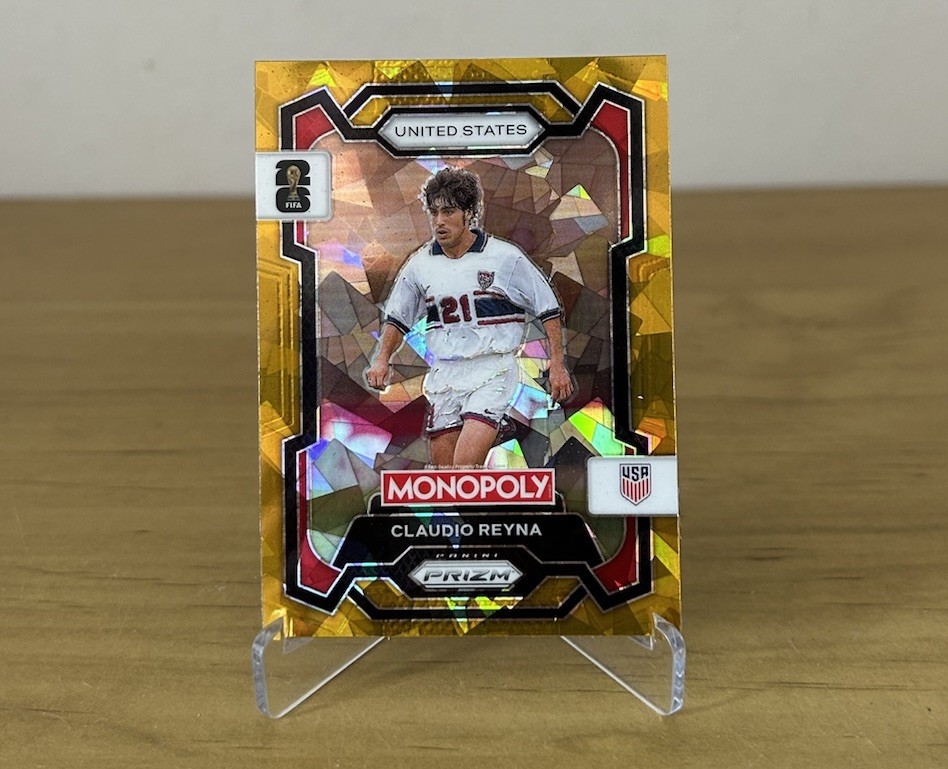 Carta Claudio Reyna Gold Cracked Ice Panini Prizm Monopoly FIFA World Cup 2026 Estados Unidos