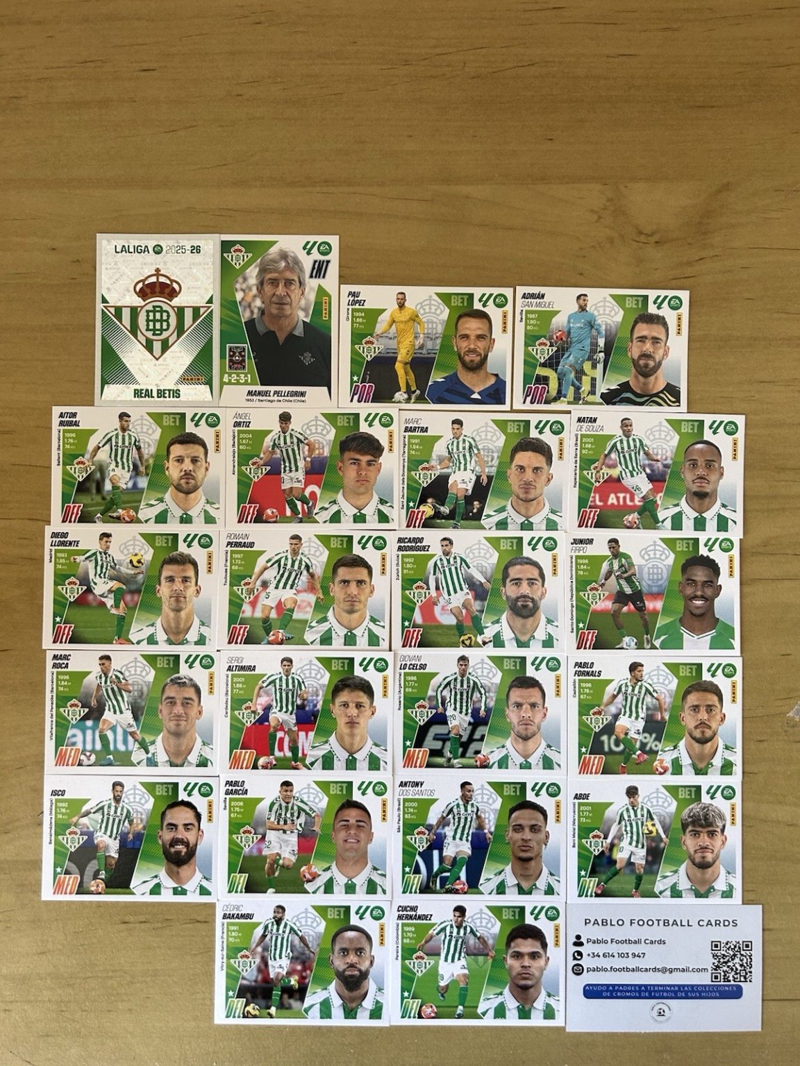 Equipo completo 22 stickers Real Betis Panini LaLiga Este 2025-26