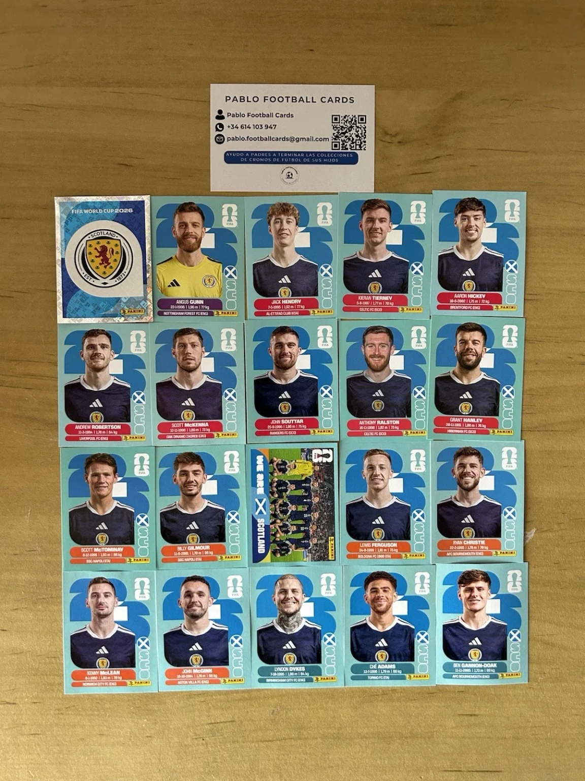 Set completo 20 stickers SelecciÃ³n Escocia Panini FIFA World Cup 2026