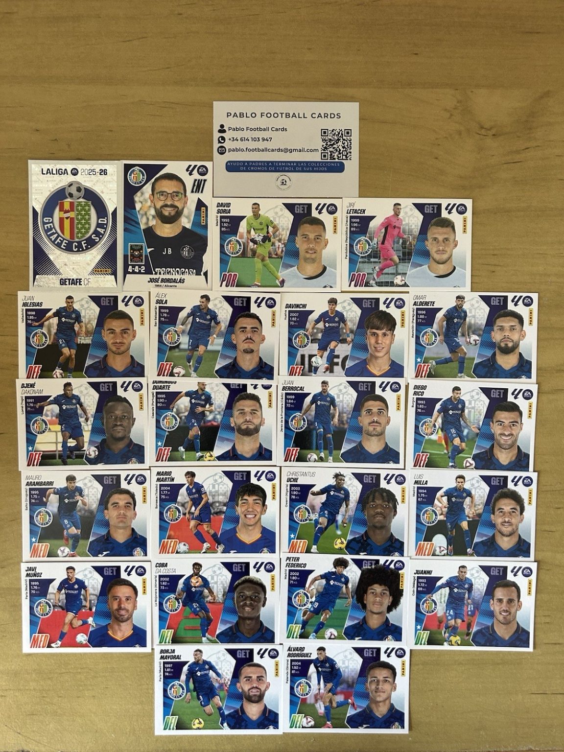 Equipo completo 22 stickers Getafe CF Panini LaLiga Este 2025-26