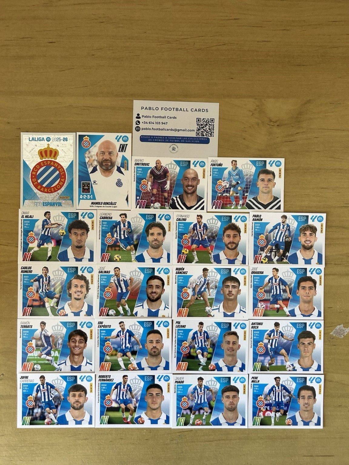 Equipo completo 20 stickers RCD Espanyol Panini LaLiga Este 2025-26