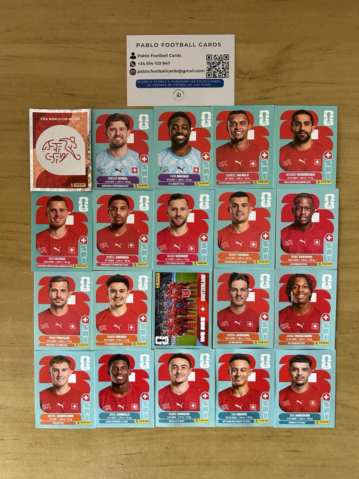 Set completo 20 stickers SelecciÃ³n Suiza Panini FIFA World Cup 2026