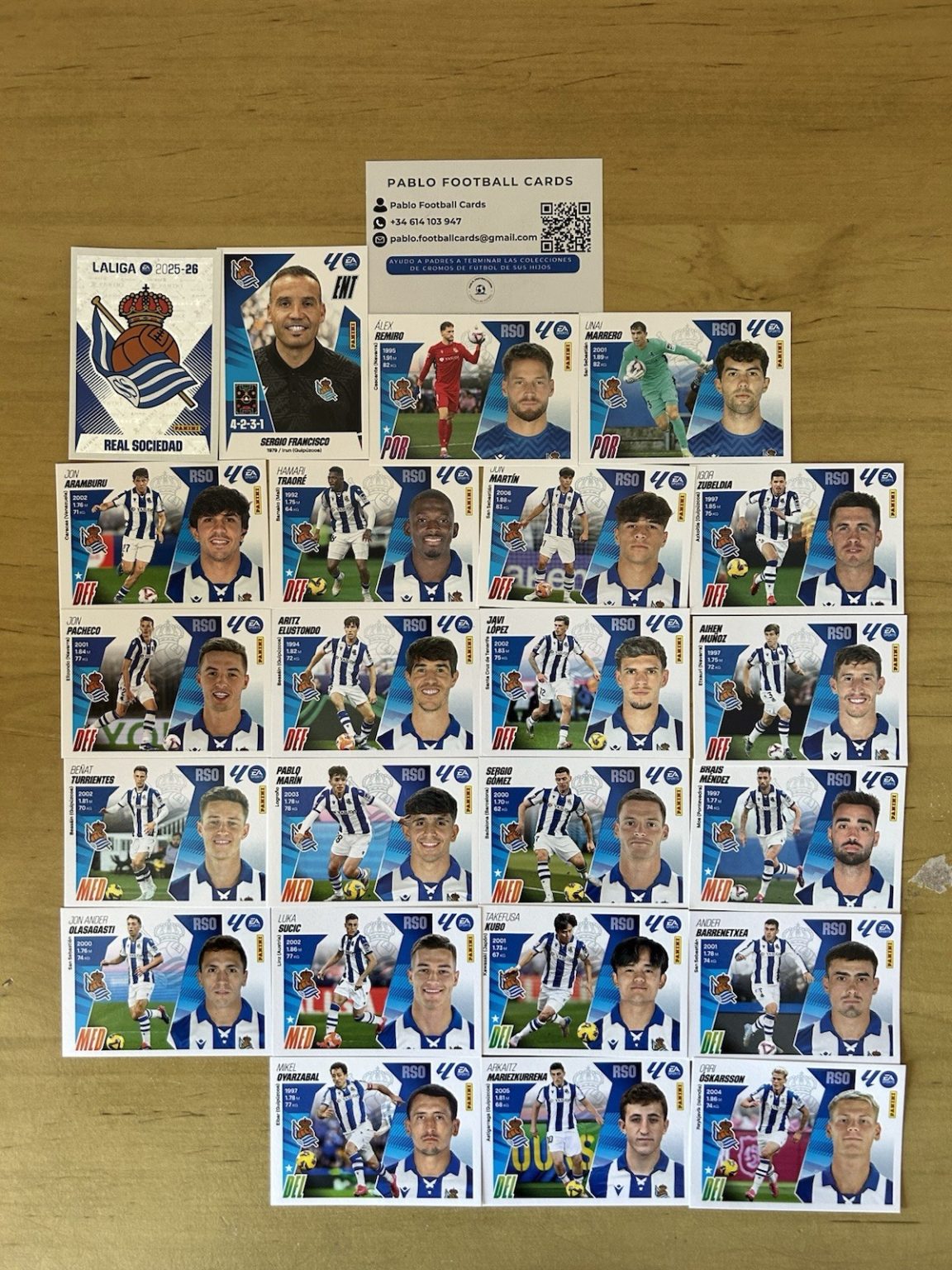 Equipo completo 23 stickers Real Sociedad Panini LaLiga Este 2025-26