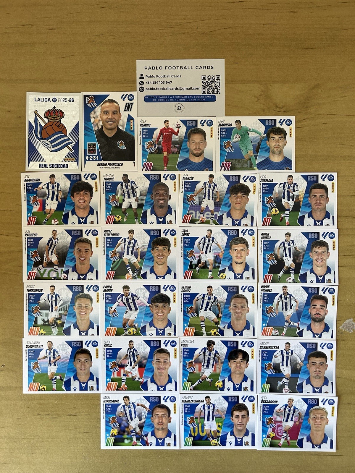 Equipo completo 23 stickers Real Sociedad Panini LaLiga Este 2025-26
