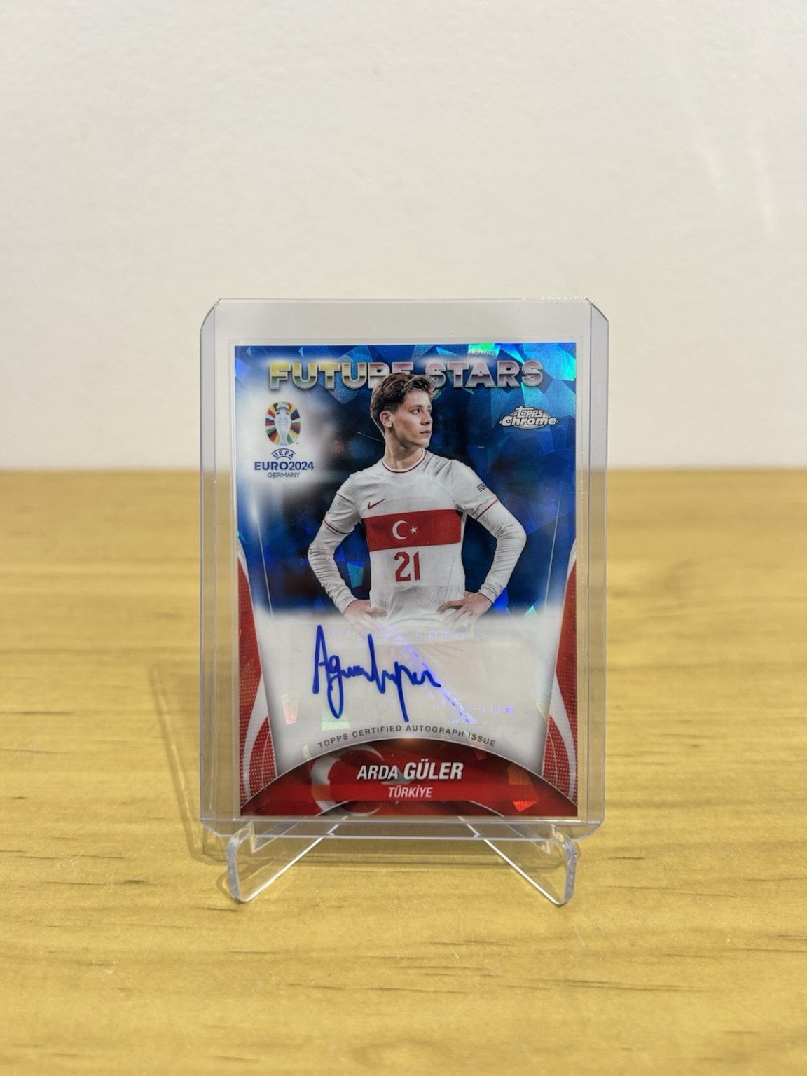Carta Arda Güler autógrafo Topps Chrome Sapphire UEFA Euro 2024