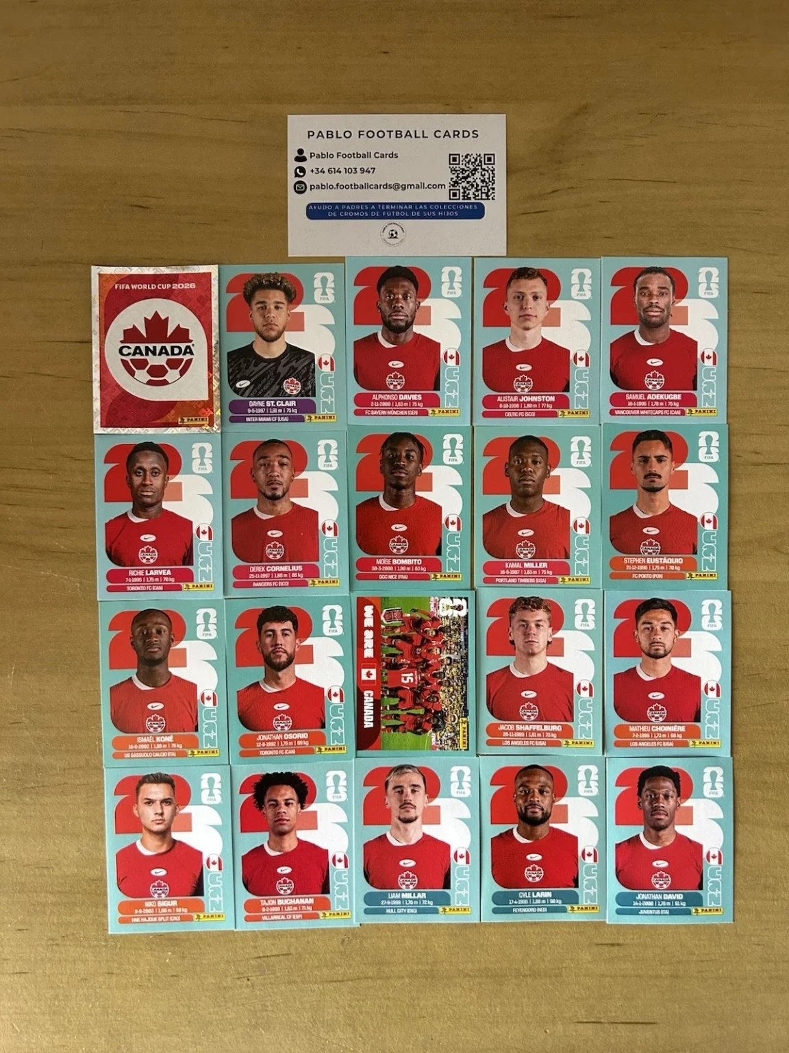 Set completo 20 stickers SelecciÃ³n CanadÃ¡ Panini FIFA World Cup 2026
