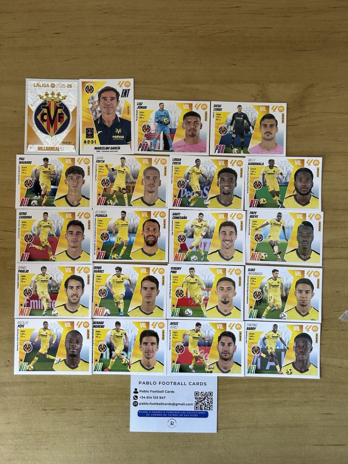 Equipo completo 20 stickers Villarreal CF Panini LaLiga Este 2025-26