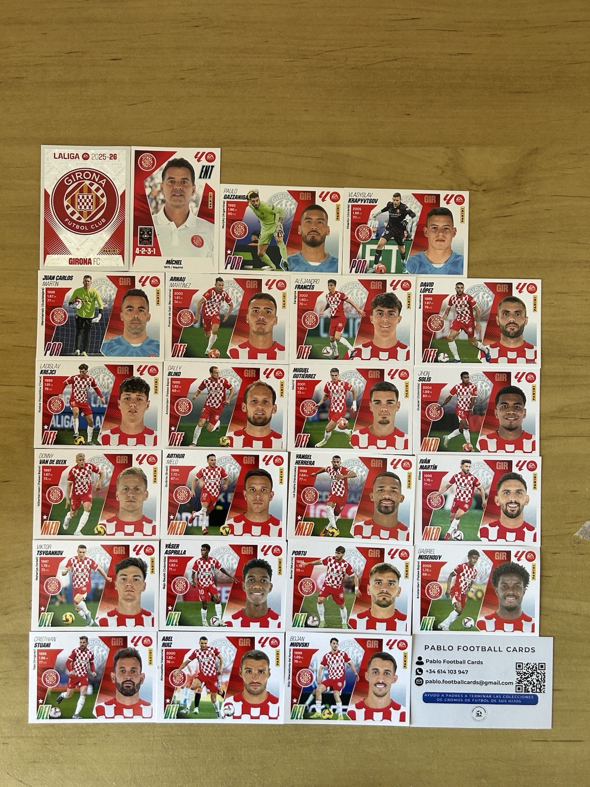 Equipo completo 23 stickers Girona FC Panini LaLiga Este 2025-26