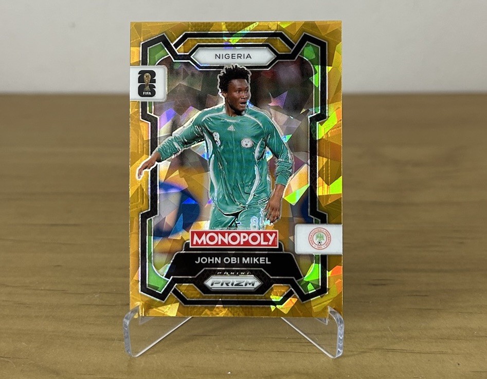 Carta John Obi Mikel Gold Cracked Ice Panini Prizm Monopoly FIFA World Cup 2026 Nigeria