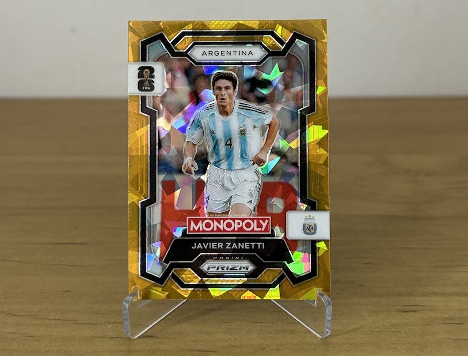 Carta Javier Zanetti Gold Cracked Ice Panini Prizm Monopoly FIFA World Cup 2026 Argentina