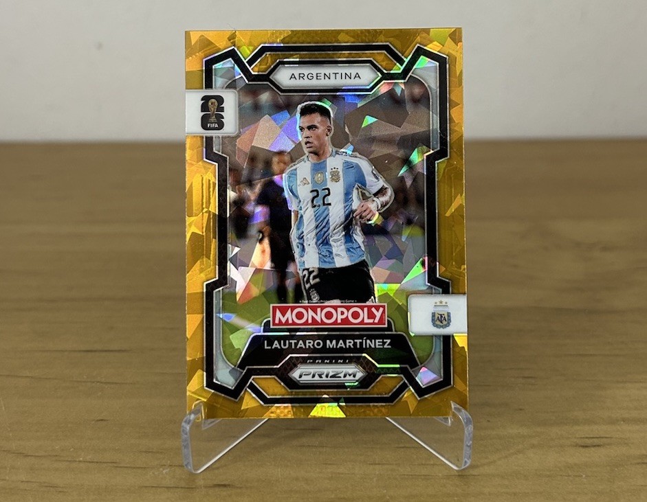 Carta Lautaro Martínez Gold Cracked Ice Panini Prizm Monopoly FIFA World Cup 2026 Argentina