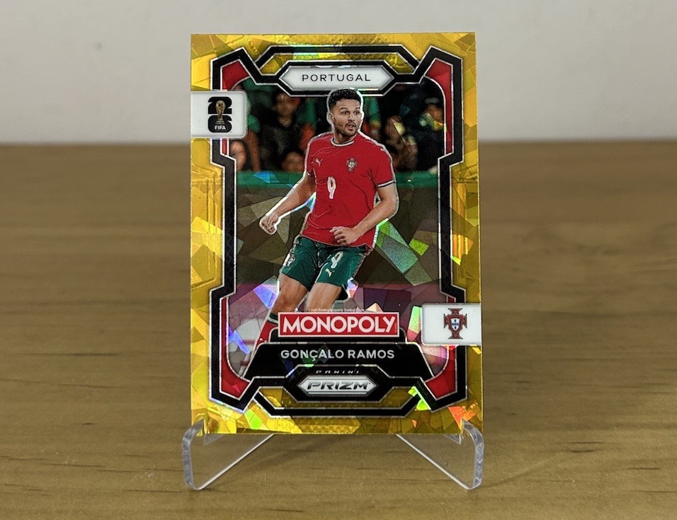 Carta Gonçalo Ramos Gold Cracked Ice Panini Prizm Monopoly FIFA World Cup 2026 Portugal