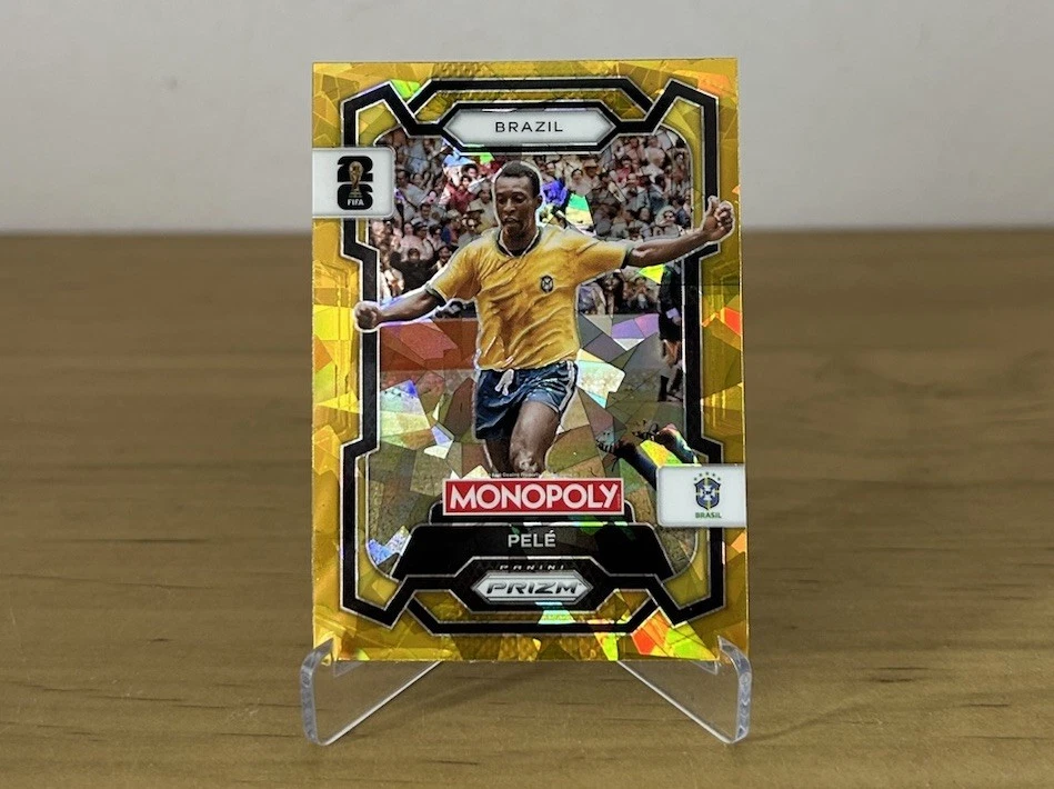 Carta Pelé Gold Cracked Ice Panini Prizm Monopoly FIFA World Cup 2026