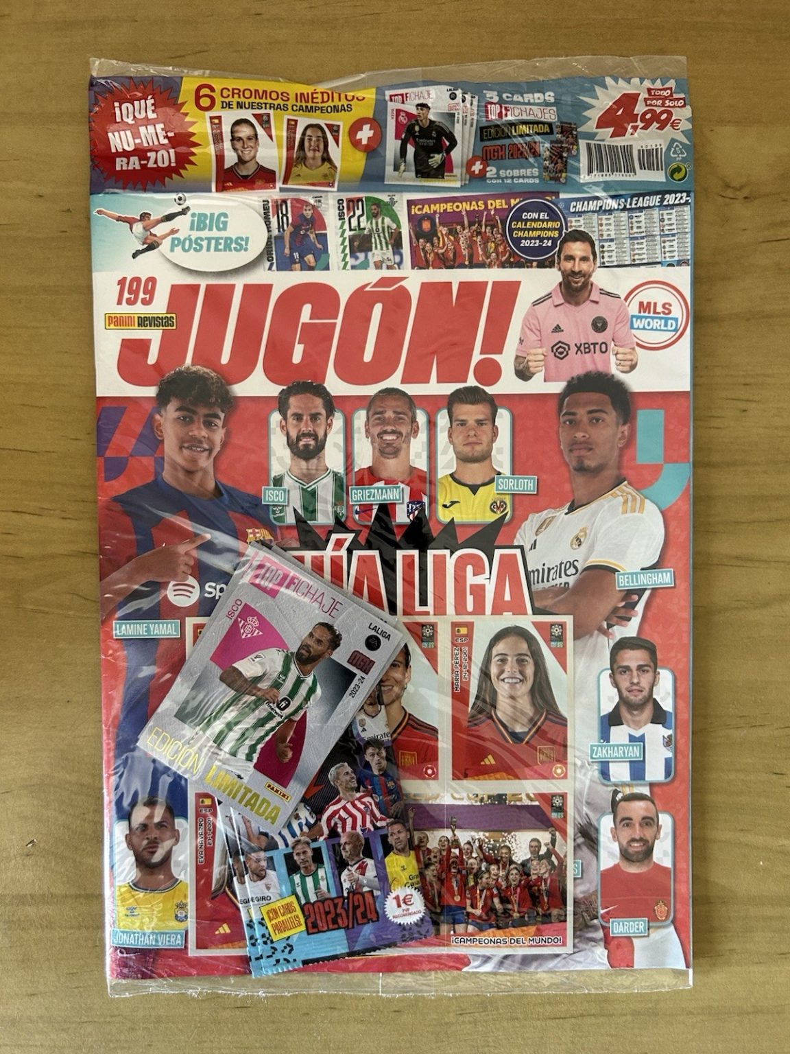 Revista Jugón 199 con 2 sobres Megacracks 2023-24 precintados Panini