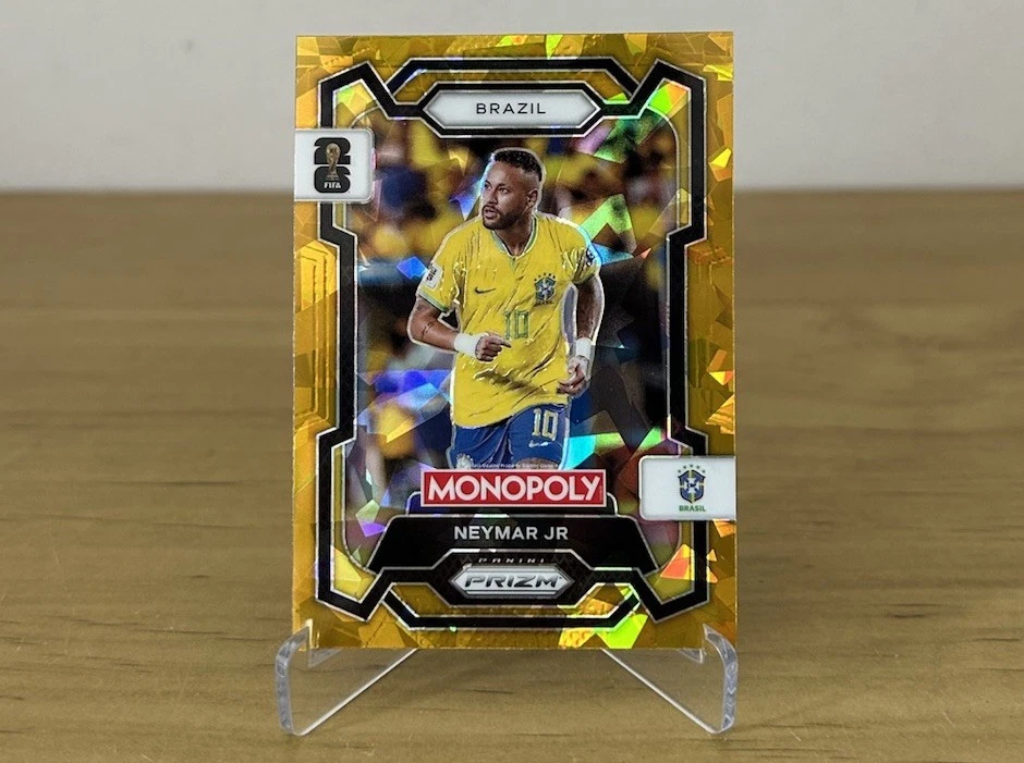 Carta Neymar Jr Gold Cracked Ice Panini Prizm Monopoly FIFA World Cup 2026