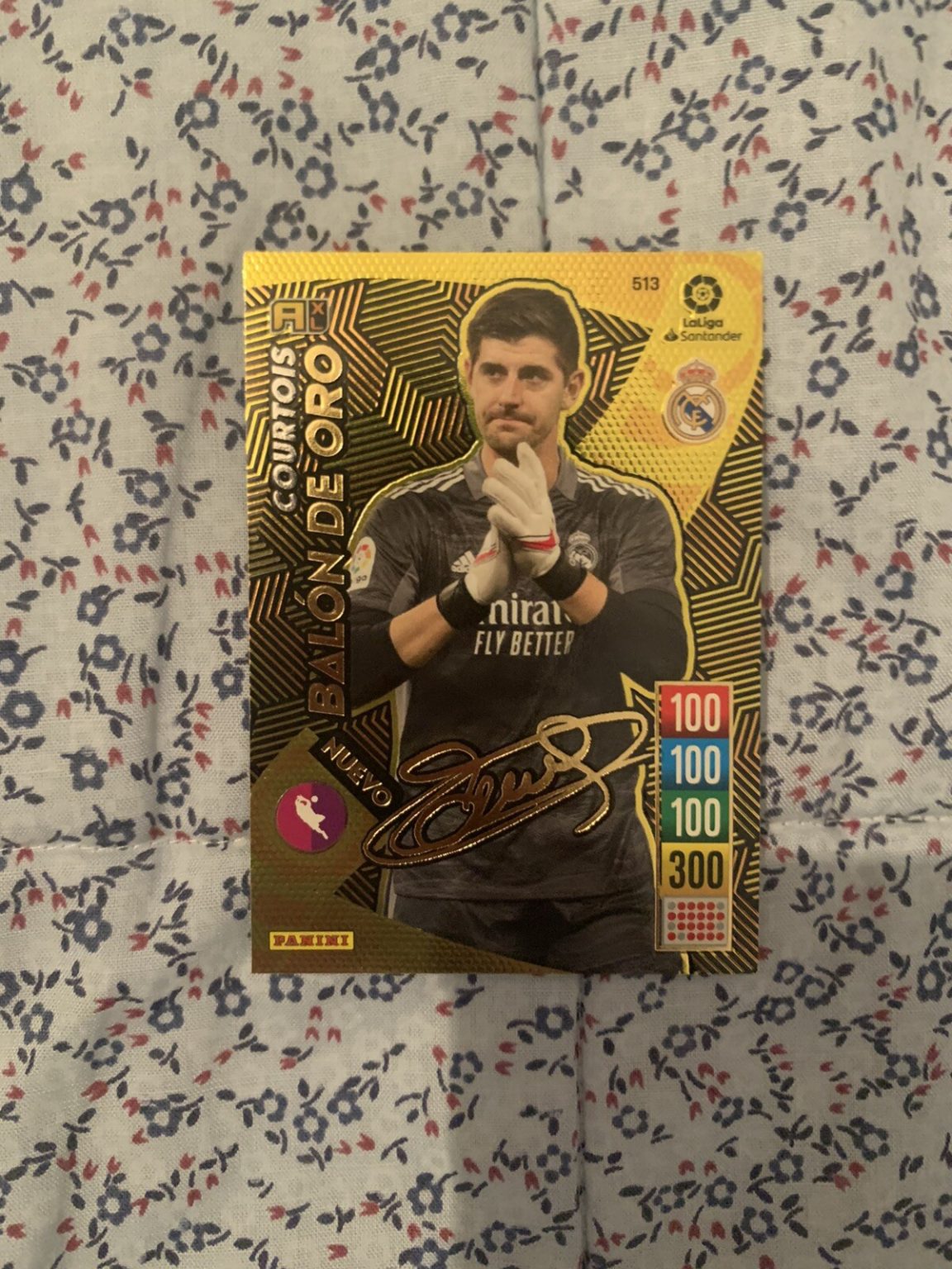 Thibaut Courtois Nuevo Balón de Oro Firma Adrenalyn XL 2021-22 Panini Real Madrid