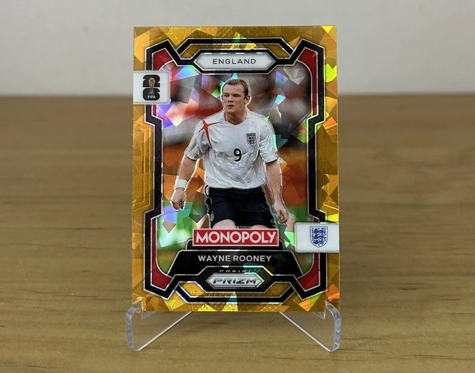 Carta Wayne Rooney Gold Cracked Ice Panini Prizm Monopoly FIFA World Cup 2026