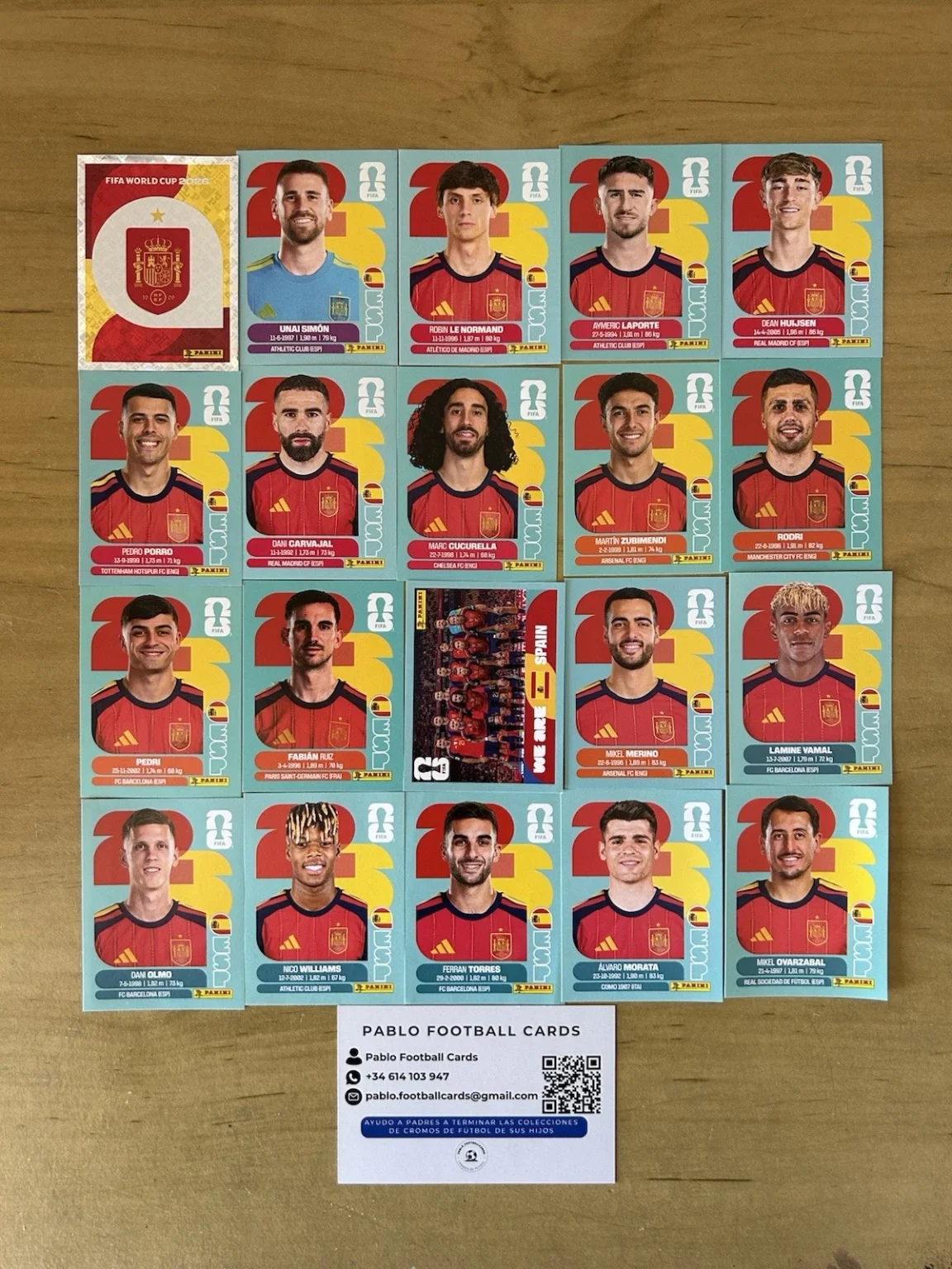 Set completo 20 stickers Selección España Panini FIFA World Cup 2026