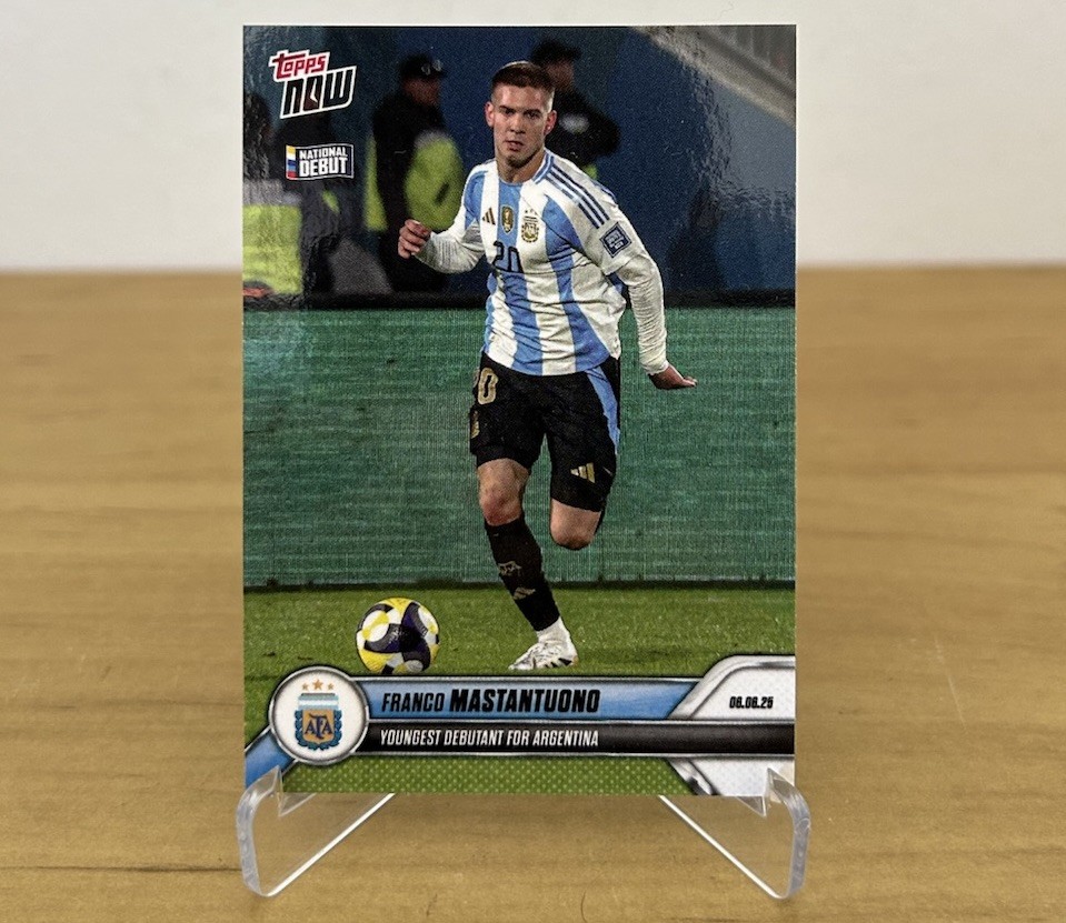 Carta Franco Mastantuono Topps Now 1 debutante más joven de Argentina