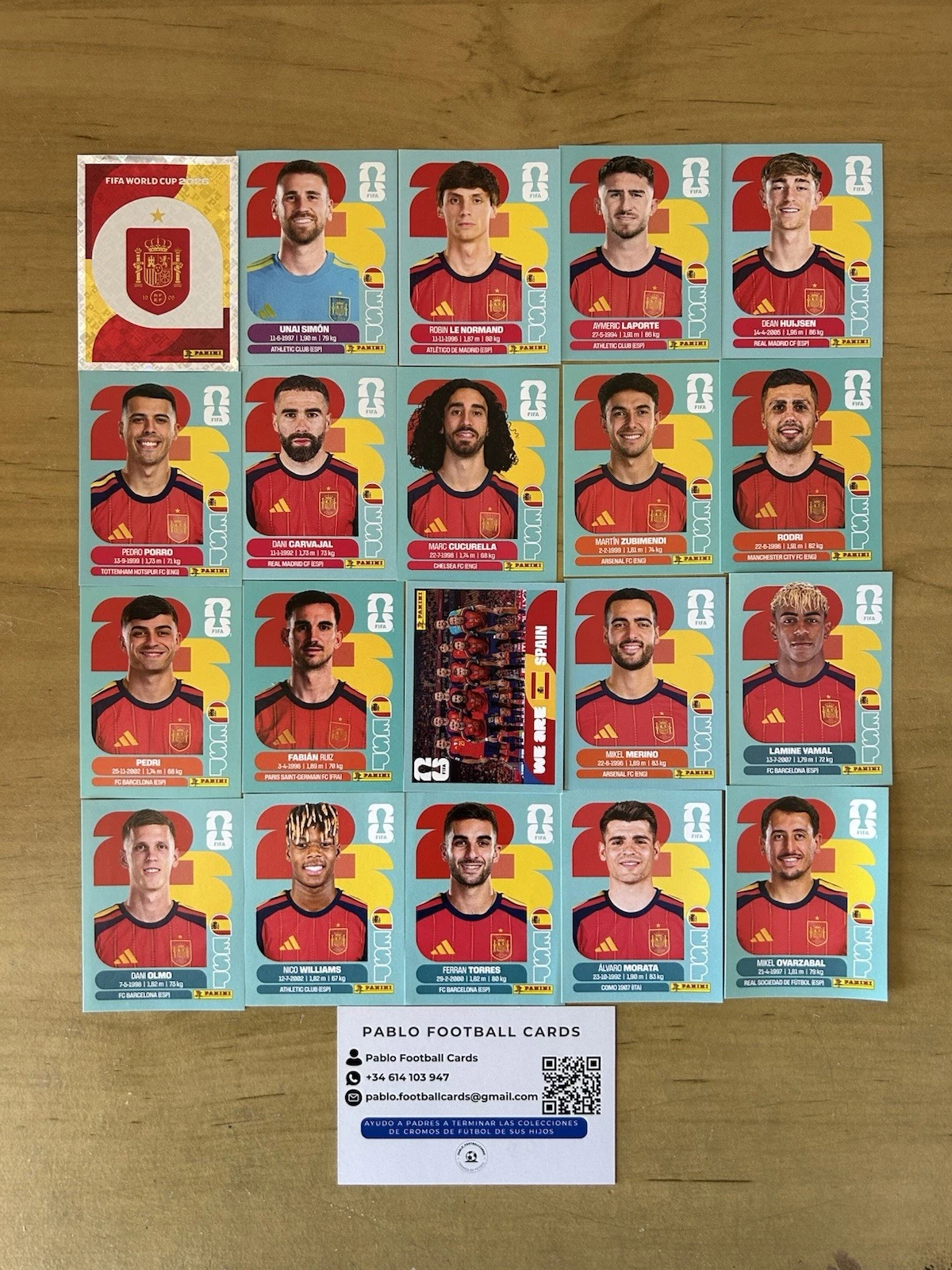 Set completo 20 stickers Selección España Panini FIFA World Cup 2026