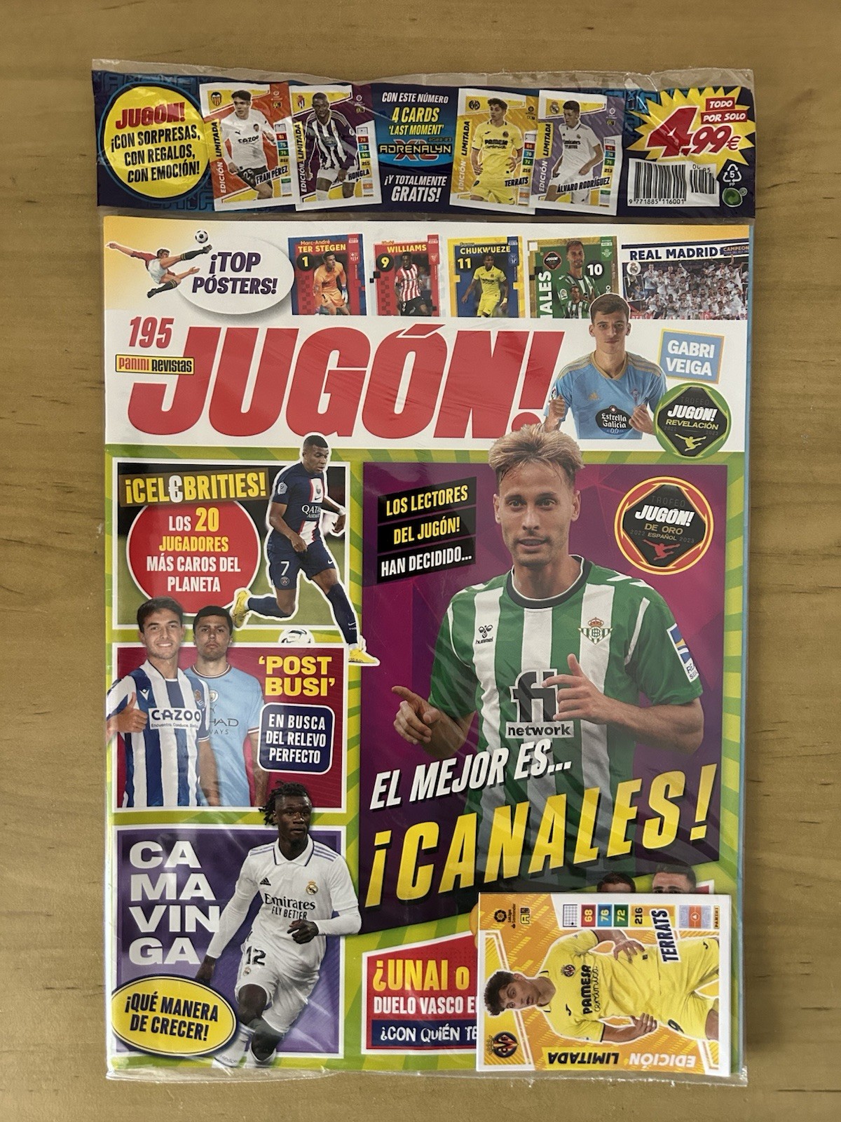 Revista Jugón 195 con 4 cards Last Moment rookie Adrenalyn XL 2022-23 Panini