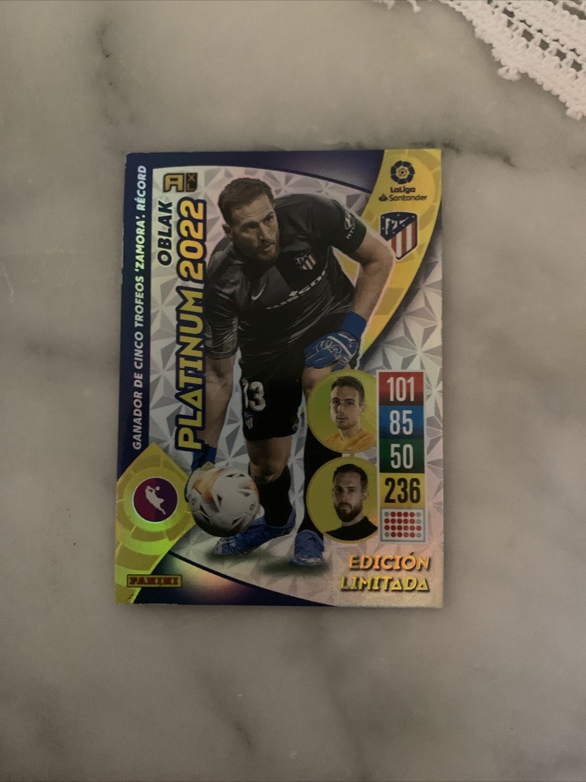 Jan Oblak Platinum Edición Limitada 2022 Adrenalyn XL 2021-22 Panini Atlético