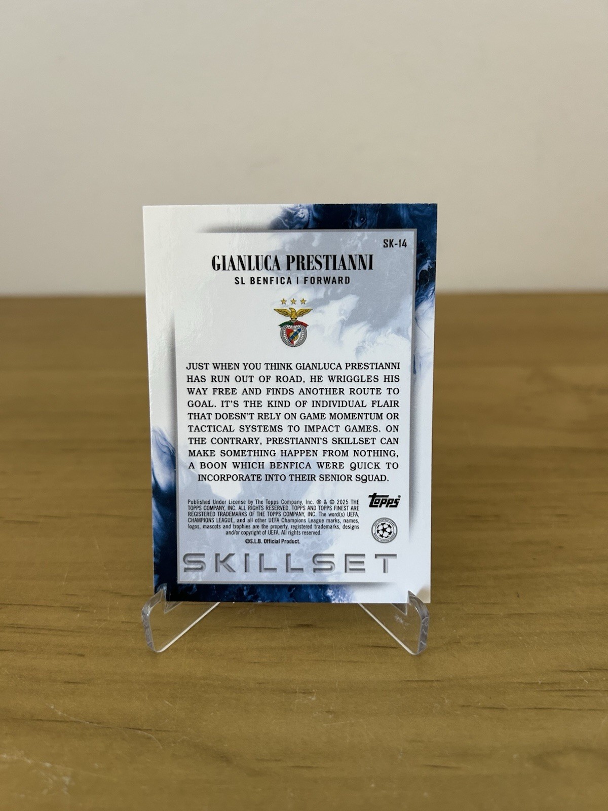 Reverso rookie card Prestianni Topps Finest UCC 2024-25