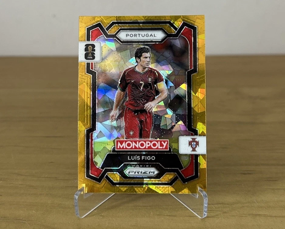 Carta Luís Figo Gold Cracked Ice Panini Prizm Monopoly FIFA World Cup 2026