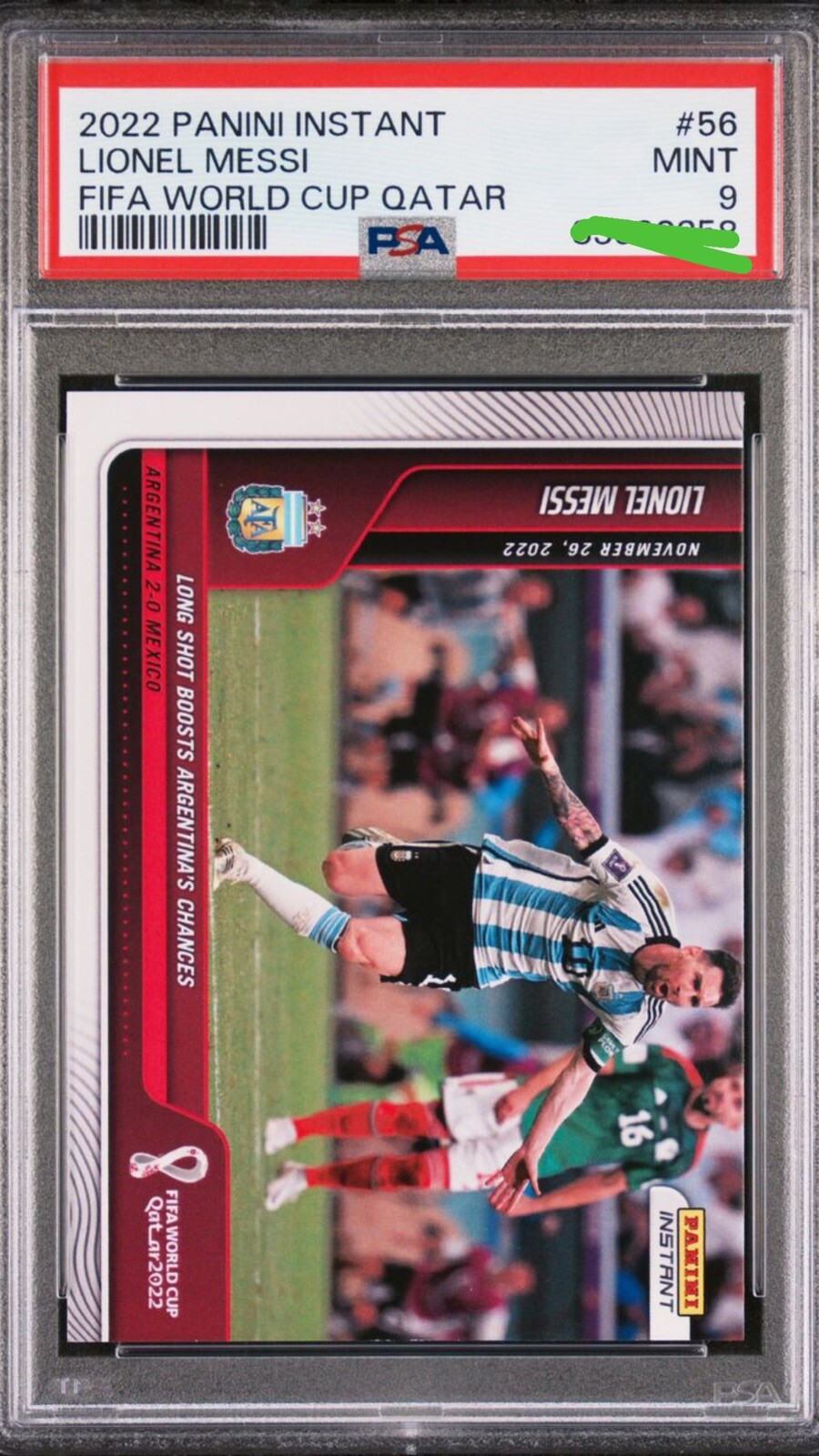 Carta Lionel Messi 56 PSA 9 MINT Panini Instant FIFA World Cup Qatar 2022