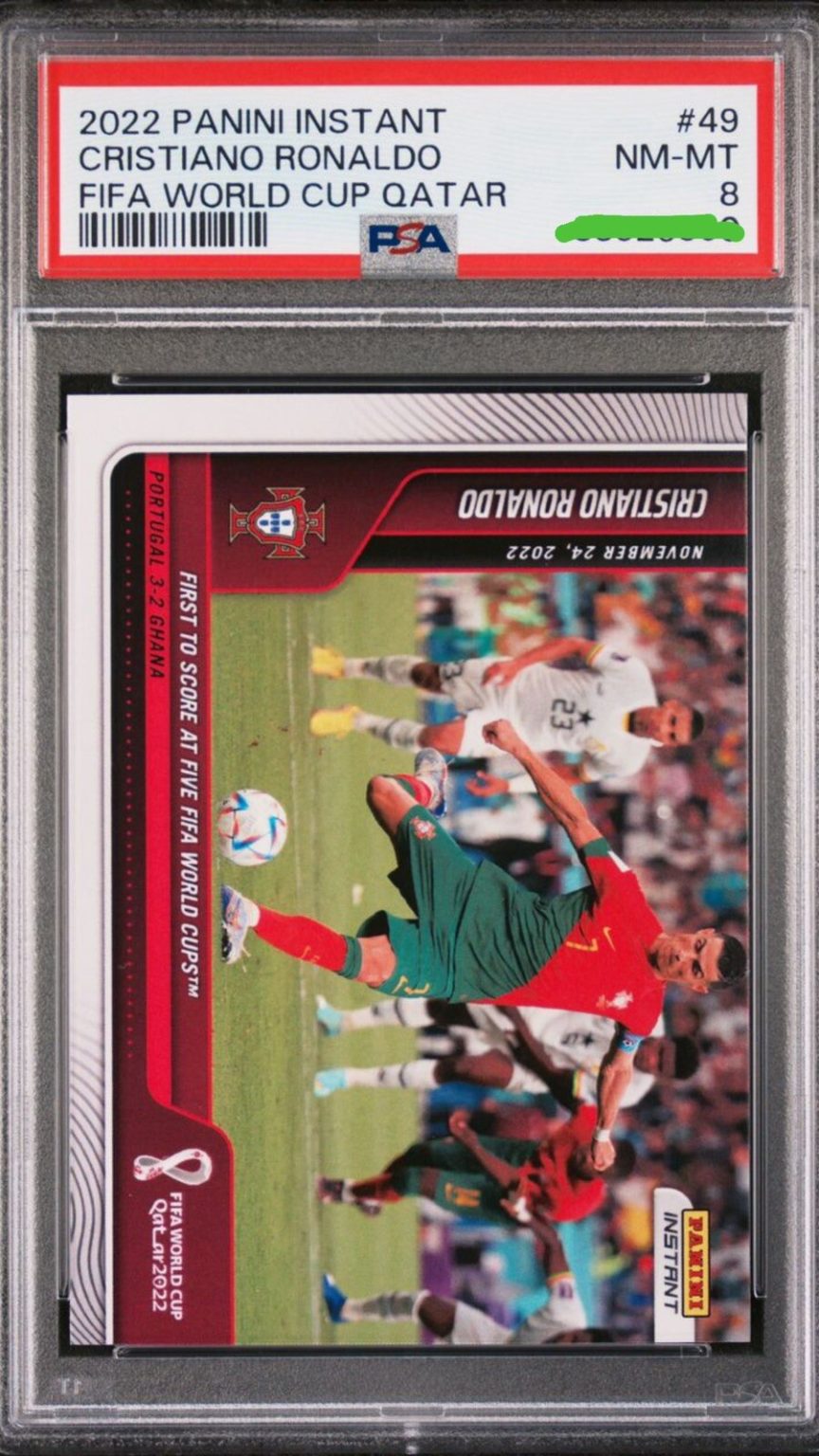 Carta Cristiano Ronaldo 49 PSA 8 NM-MT Panini Instant FIFA World Cup Qatar 2022