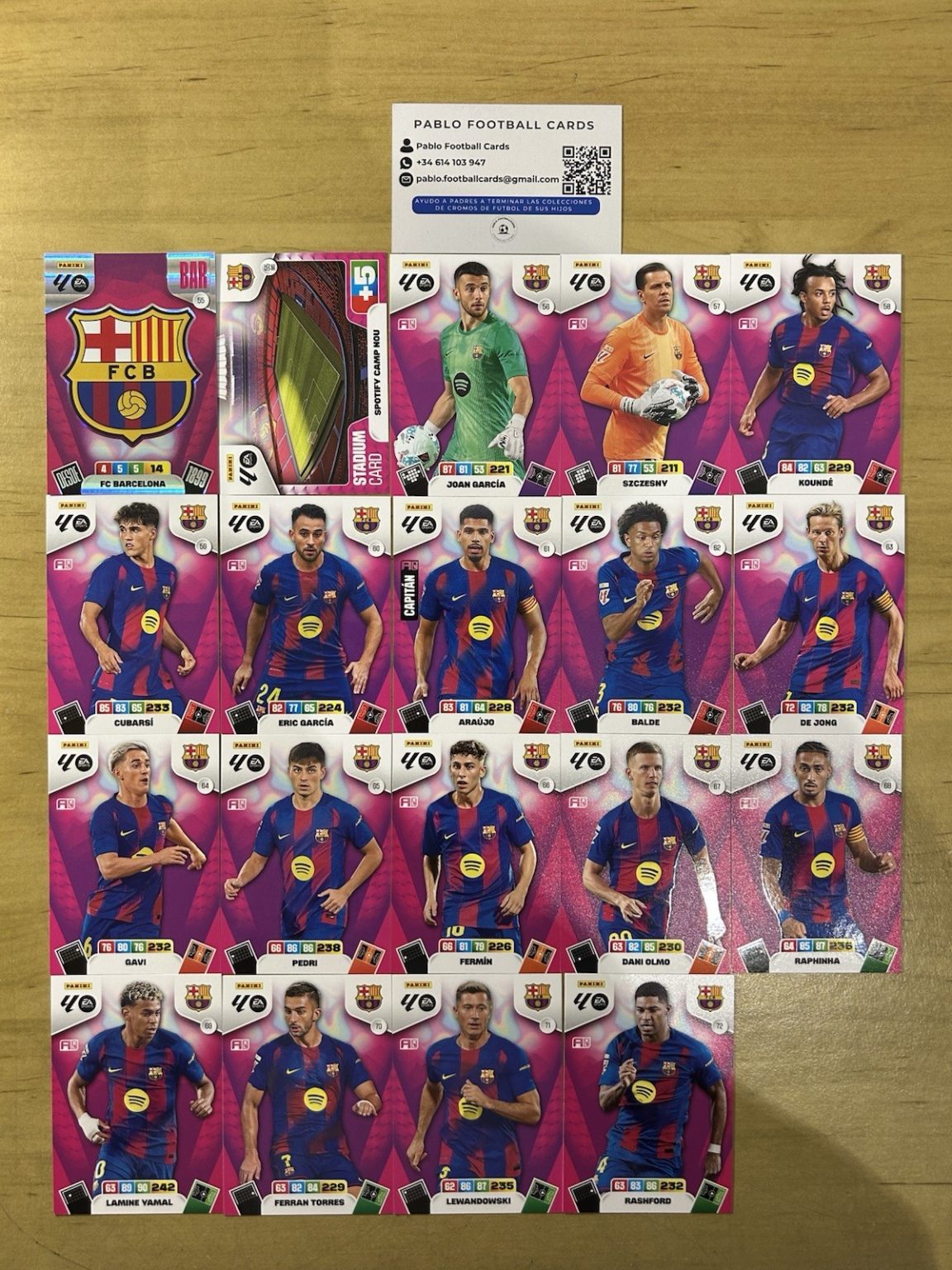 Equipo completo 19 cards FC Barcelona Panini Adrenalyn XL LaLiga 2025-26
