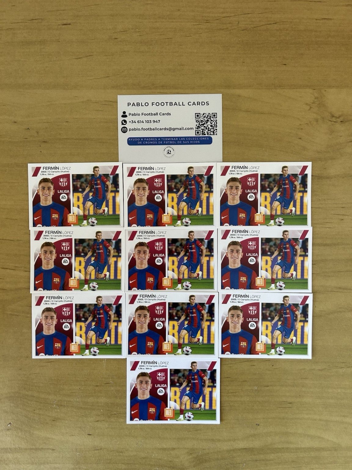 Lote 10 rookie cards Fermín López 18 bis LaLiga Este 2023-24 Panini FC Barcelona