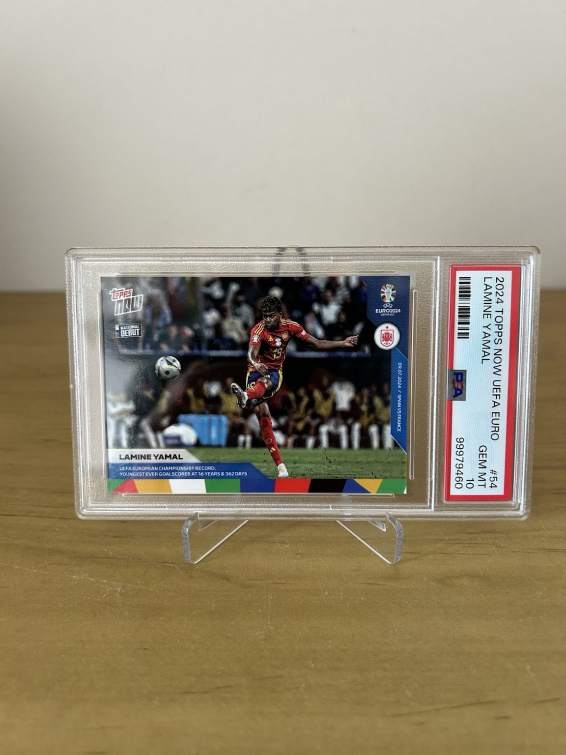 Carta Lamine Yamal Topps Now 54 gol semifinal Eurocopa 2024 graduada PSA 10