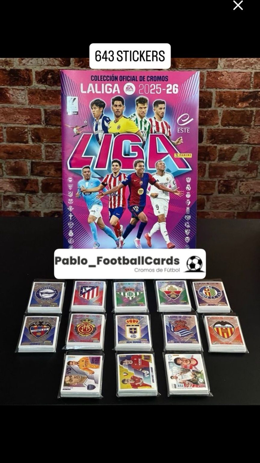 Colección completa LaLiga Este 2025-26 Panini sin Extra Gold ni Supreme
