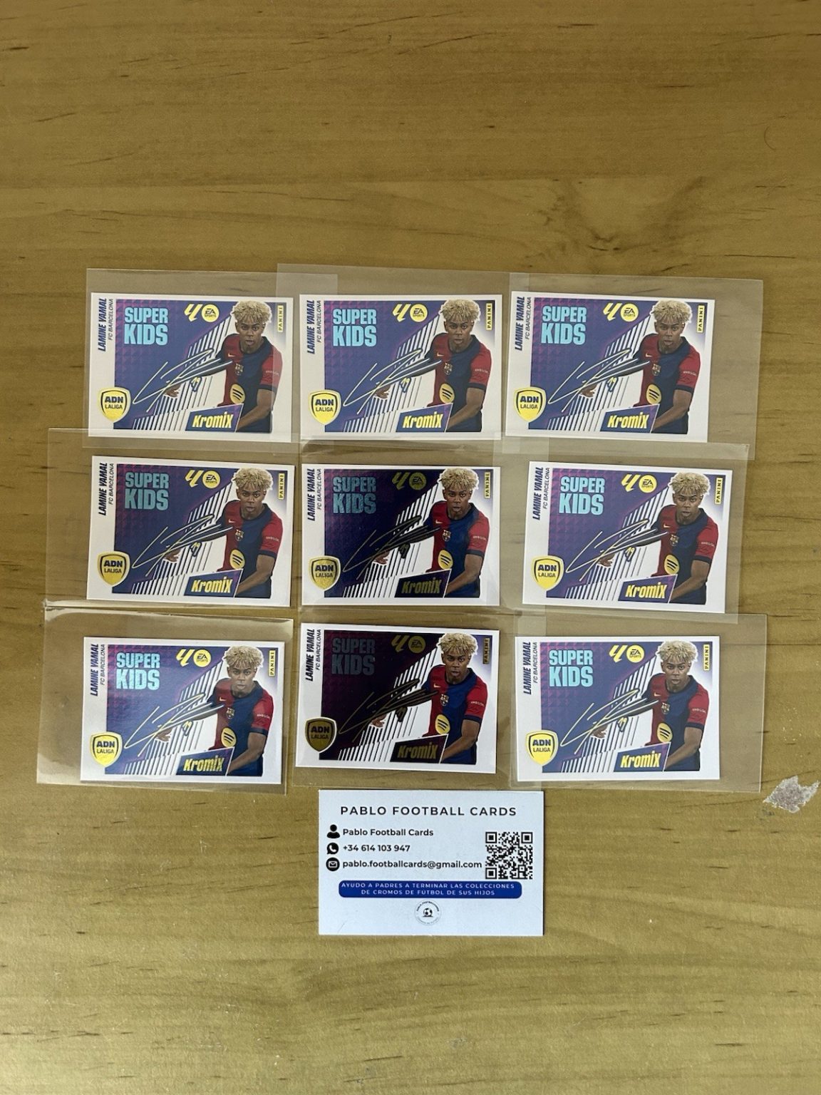 Lote 9 cromos Lamine Yamal Kids Kromix K14 LaLiga Este 2025-26 Panini