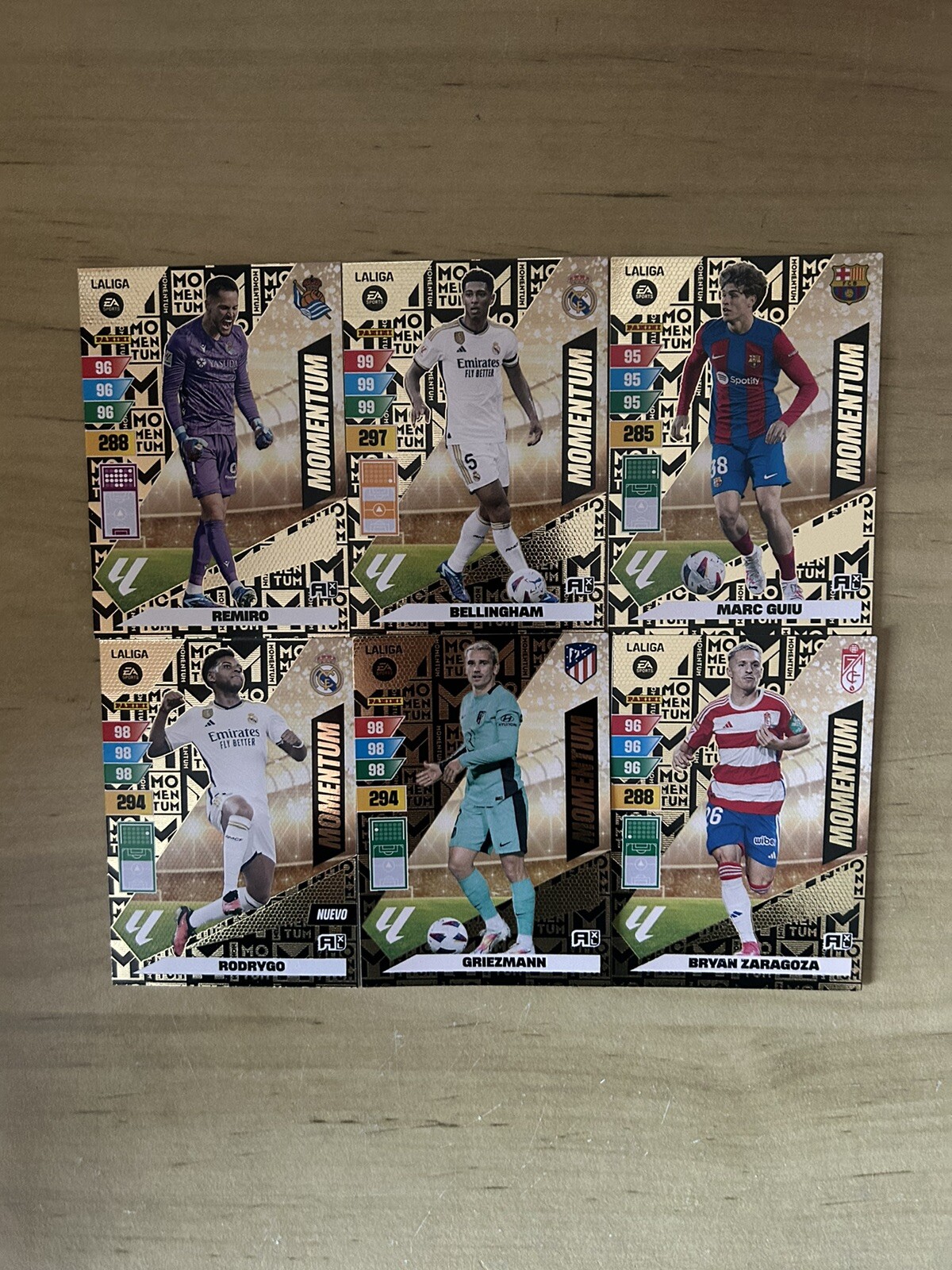 Lote completo 6 cartas Momentum Adrenalyn XL LaLiga 2023-24 Panini con Rodrygo