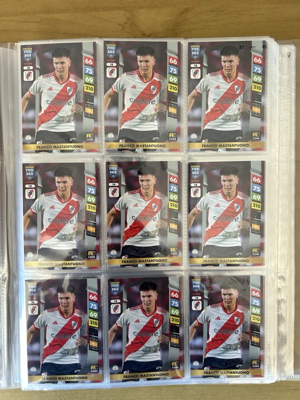 Lote 9 rookie cards Franco Mastantuono River Plate Panini Adrenalyn XL FIFA 365 2024-25