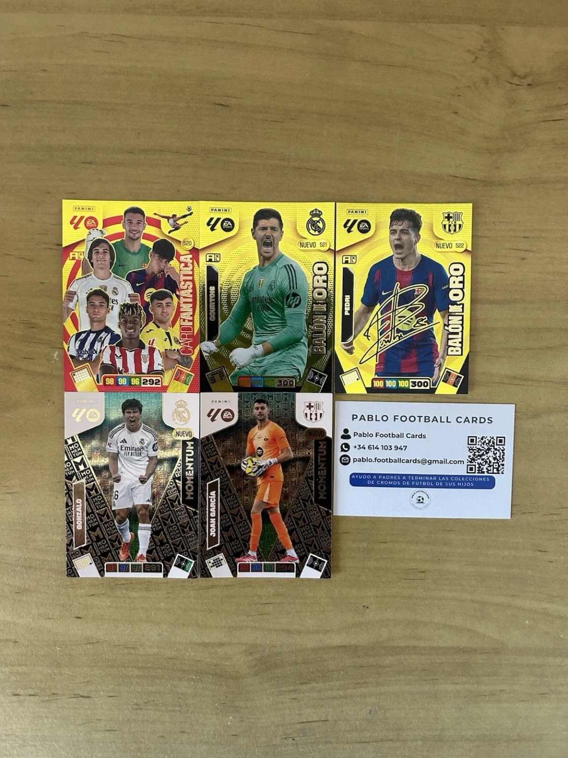 Lote 5 cartas Balón de Oro y Momentum actualización Adrenalyn XL 2025-26 Panini
