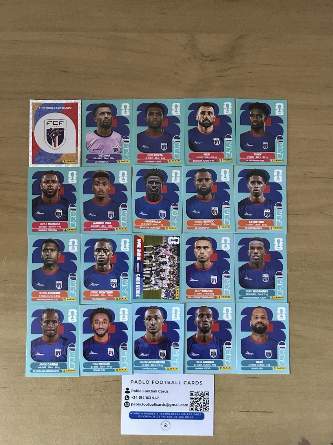 Set completo 20 stickers Selección Cabo Verde Panini FIFA World Cup 2026