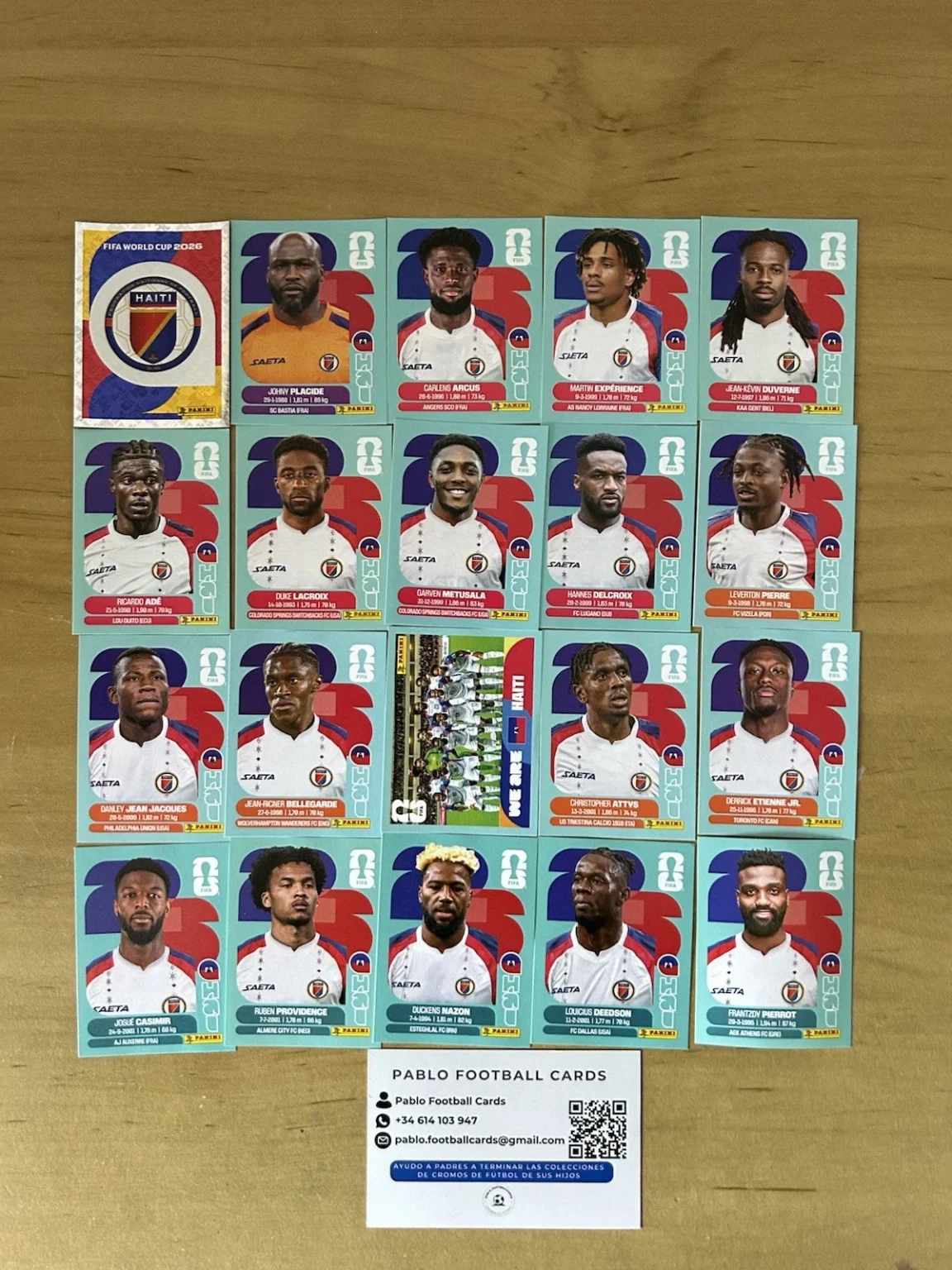 Set completo 20 stickers Selección Haití Panini FIFA World Cup 2026