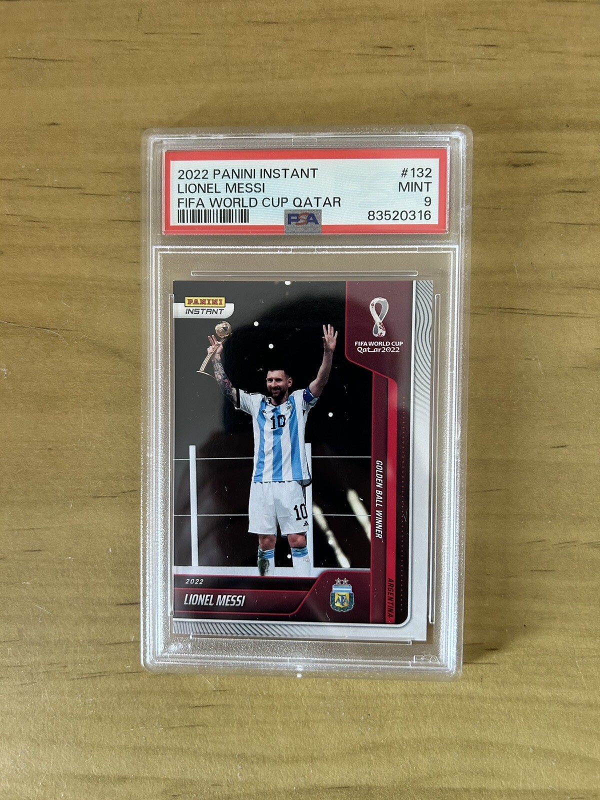 Carta Lionel Messi 132 PSA 9 MINT Panini Instant FIFA World Cup Qatar 2022