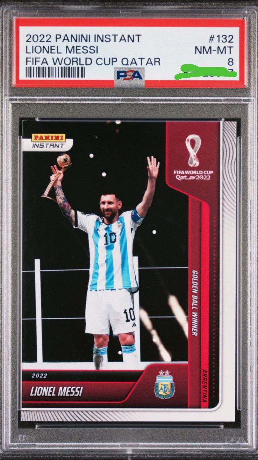 Carta Lionel Messi 132 PSA 8 NM-MT Panini Instant FIFA World Cup Qatar 2022