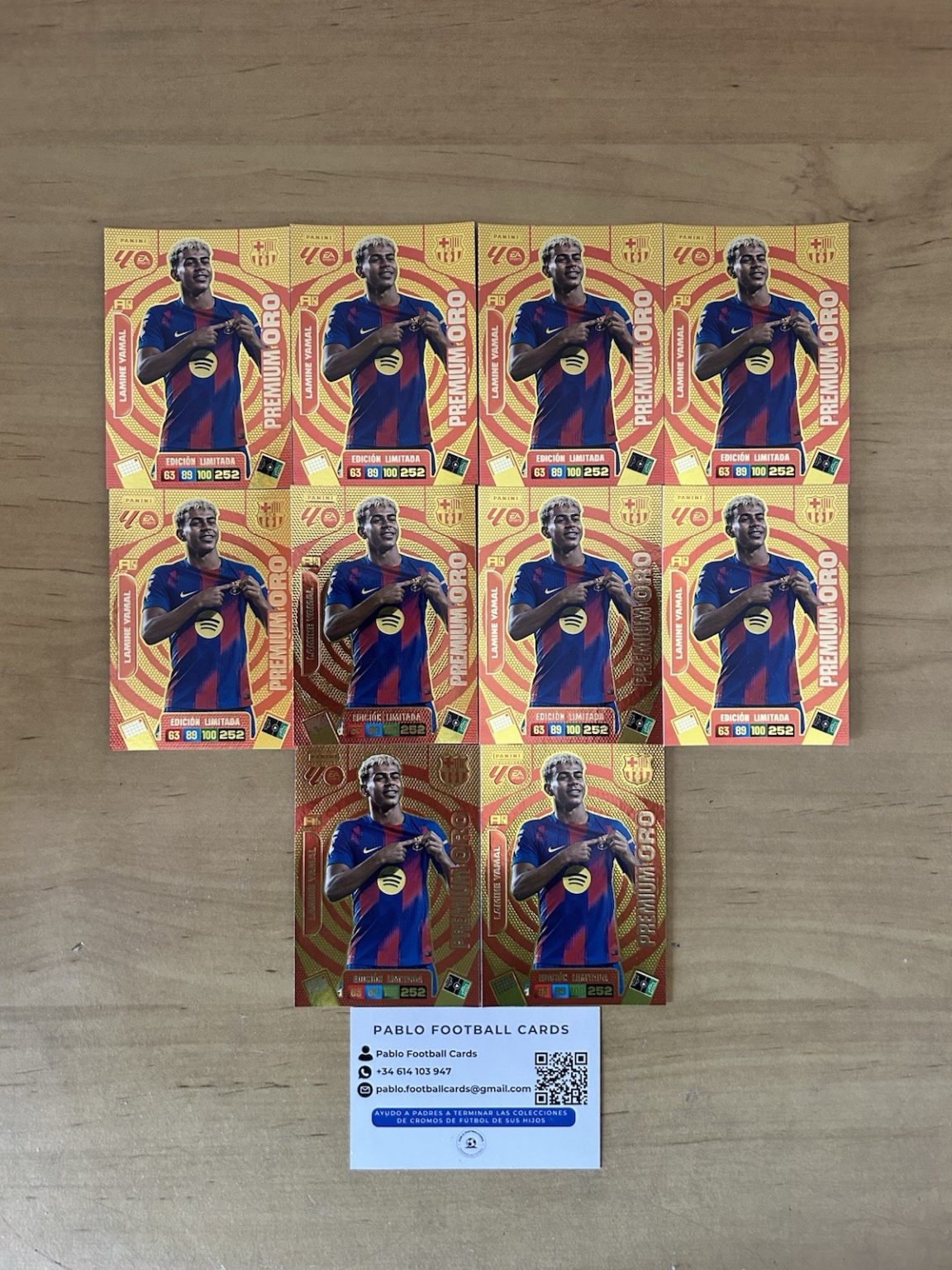 Lote 10 cartas Lamine Yamal Edición Limitada Premium Oro Adrenalyn XL LaLiga 2025-26
